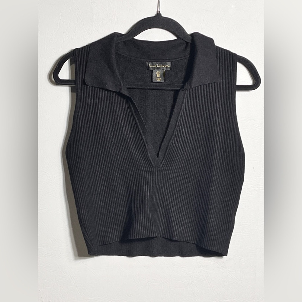 House of Harlow 1960 Black Ribbed Sleeveless Crop Top - EUC